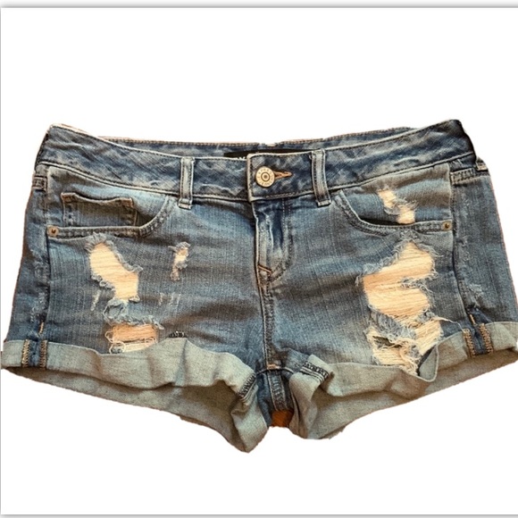 Express Pants - Express Distressed Cuffed Jean Shorts